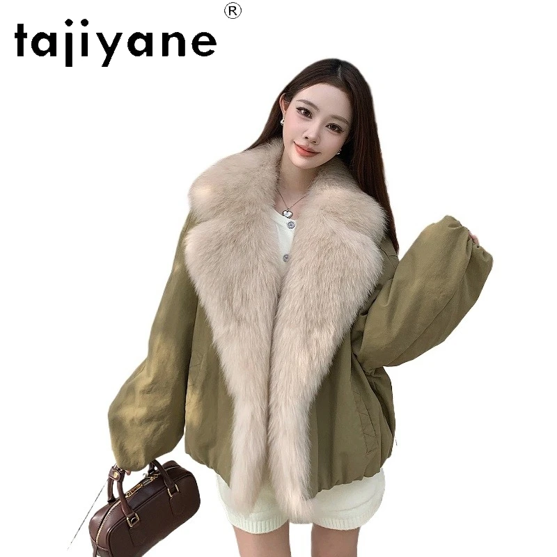 TAJIYANE Women's Natural Rex Rabbit Fur Liner Coat Fox Fur Collar Female Parka Warm Winter Jackets Woman Clothes 2025 fourrure