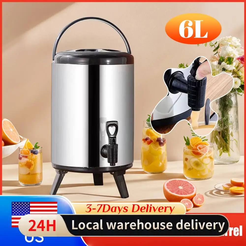 

Термос-контейнер из нержавеющей стали на 6 л с краном для напитков: молока, чая, сока, пива, горячего кофе