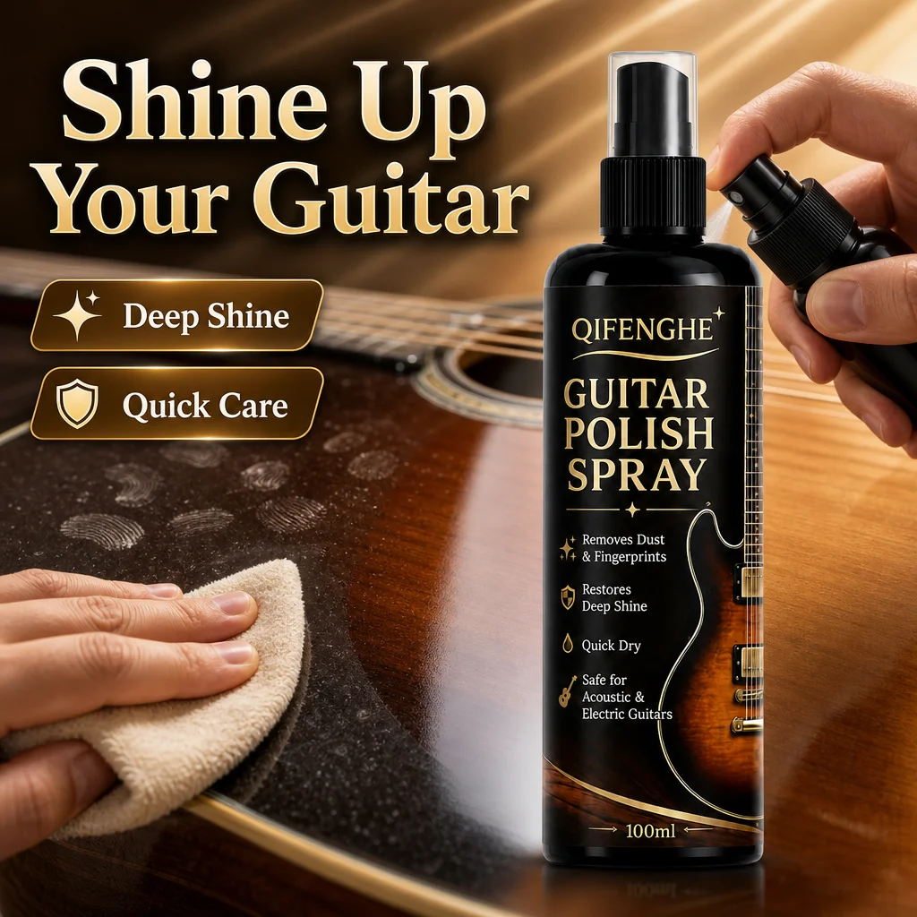 Guitar Polish Spray 100ml Instrument Care Cleaner Removes Dust Fingerprints Restores Deep Shine
