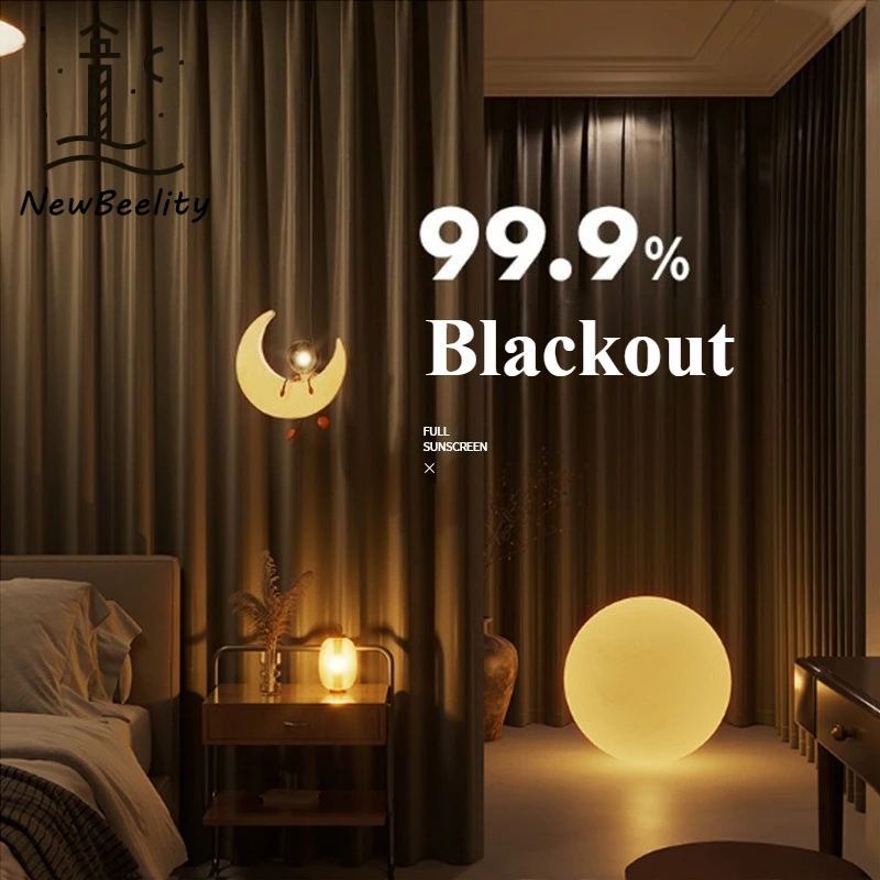 

Fully Blackout Black Benny Prague Curtains Window Curtains for Living Room Bedroom Dining Modem Simple Custom Size Decoration