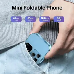 Mini Téléphone Portable Pliable à 2 Plis, Voix Magique, Liste Noire, Radio FM, Support Multilingue, Vitesse, Numérotation, Vibration, Petit Affichage