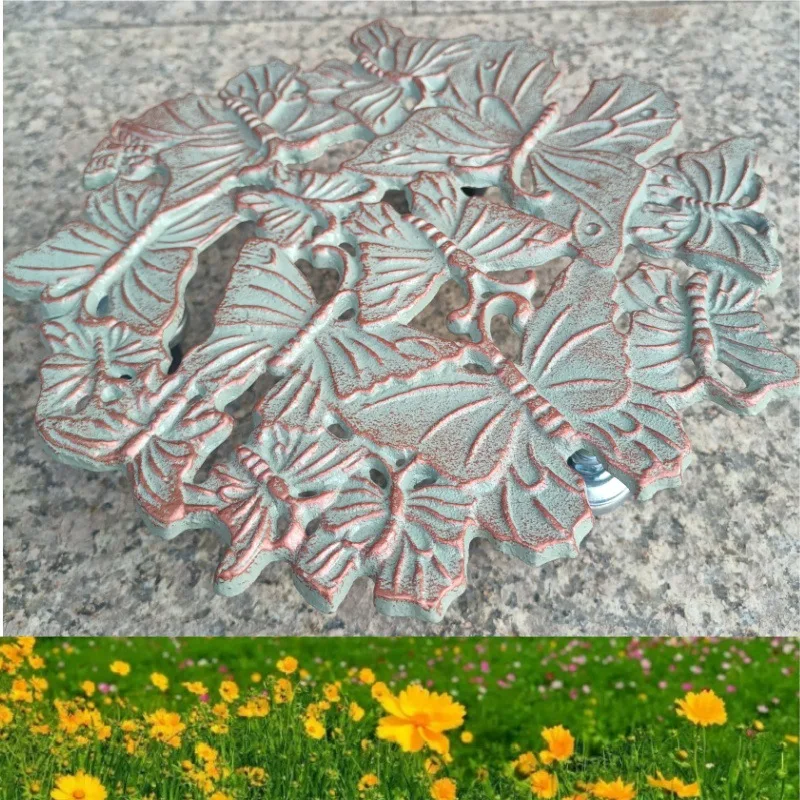 

Thickened European wrought iron movable flower stand with wheel large potted plant round tray garden balcony courtyard green pla