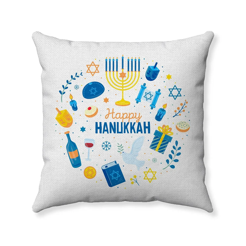 Hanukkah مزرعة وسادة تغطي Chanukah اليهودية عطلة ديكور ل أريكة غرفة نوم غرفة المعيشة تمر شابات السنة الجديدة لصالح #3