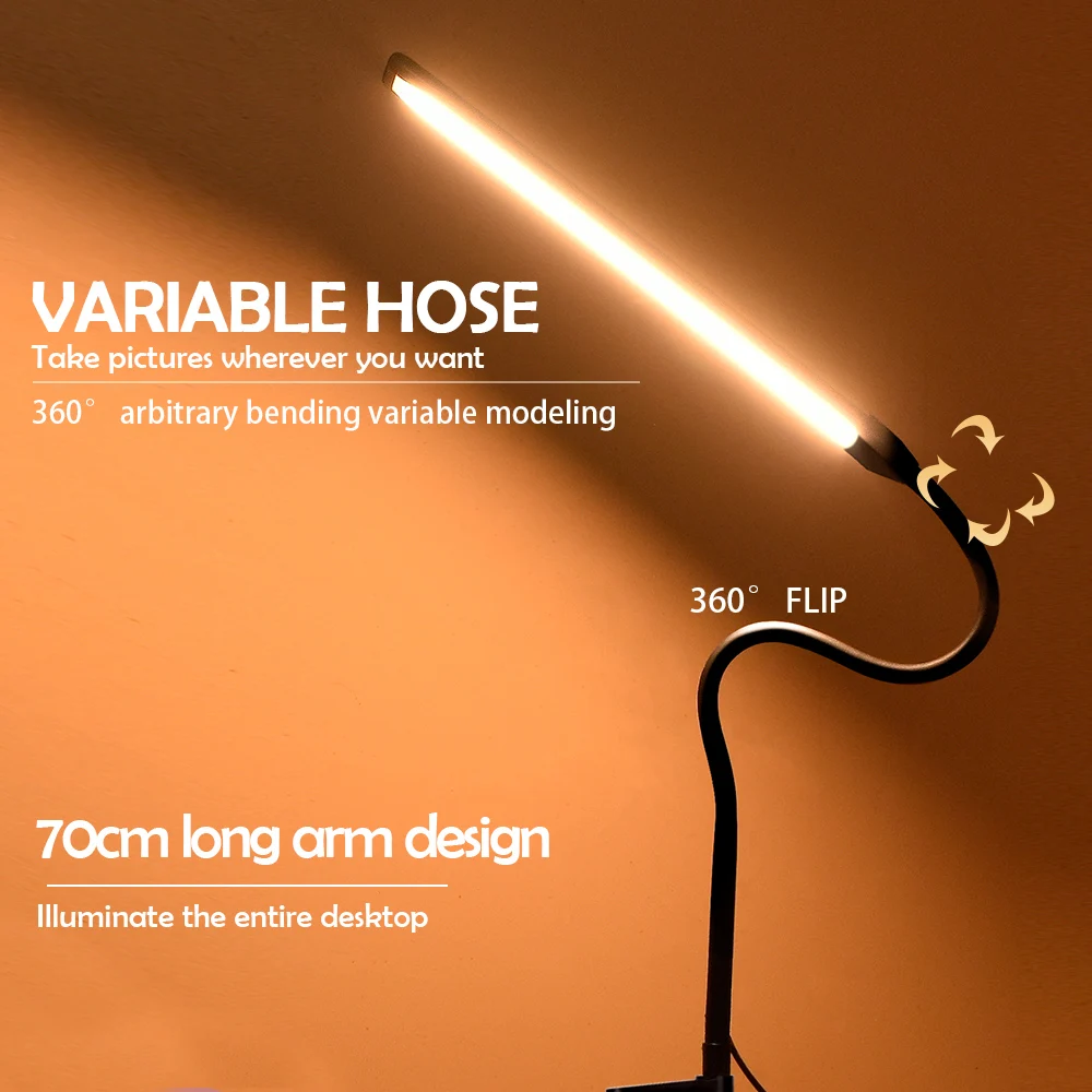 LED Eye-Caring Computer Monito Desk Lamp 10 Level Dimming 3 Color Mode Flexible LED Architect Table Light Reading Lamp for Home