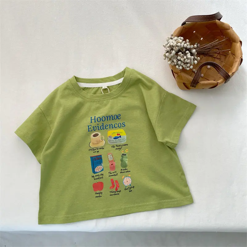 2026 Summer Kids' Fresh Style Pure Cotton Lightweight Short Sleeve T-Shirt for Boys and Girls - Korean Fashion Baby Top