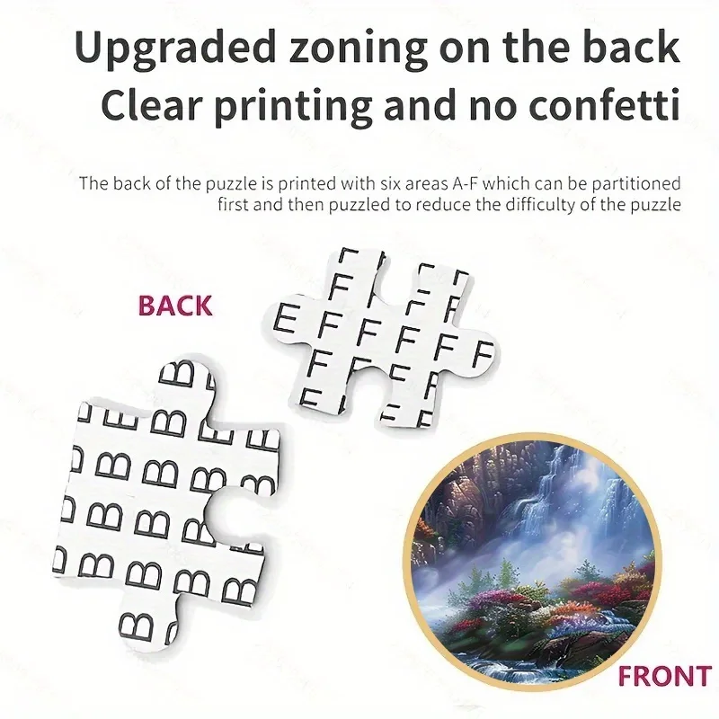 鮮やかな山の滝と花のシーン ジグソーパズル 大人向け 自然テーマ 知的ゲーム ホームレジャー 装飾パズル