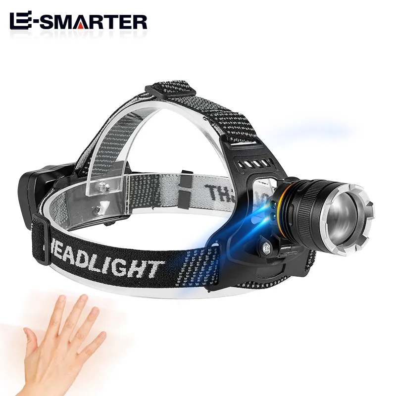 LED Headlamp Waterproof Rechargeable XHP50 Head Light Fishing Searching Camping Head Flashlight Zoom Lantern