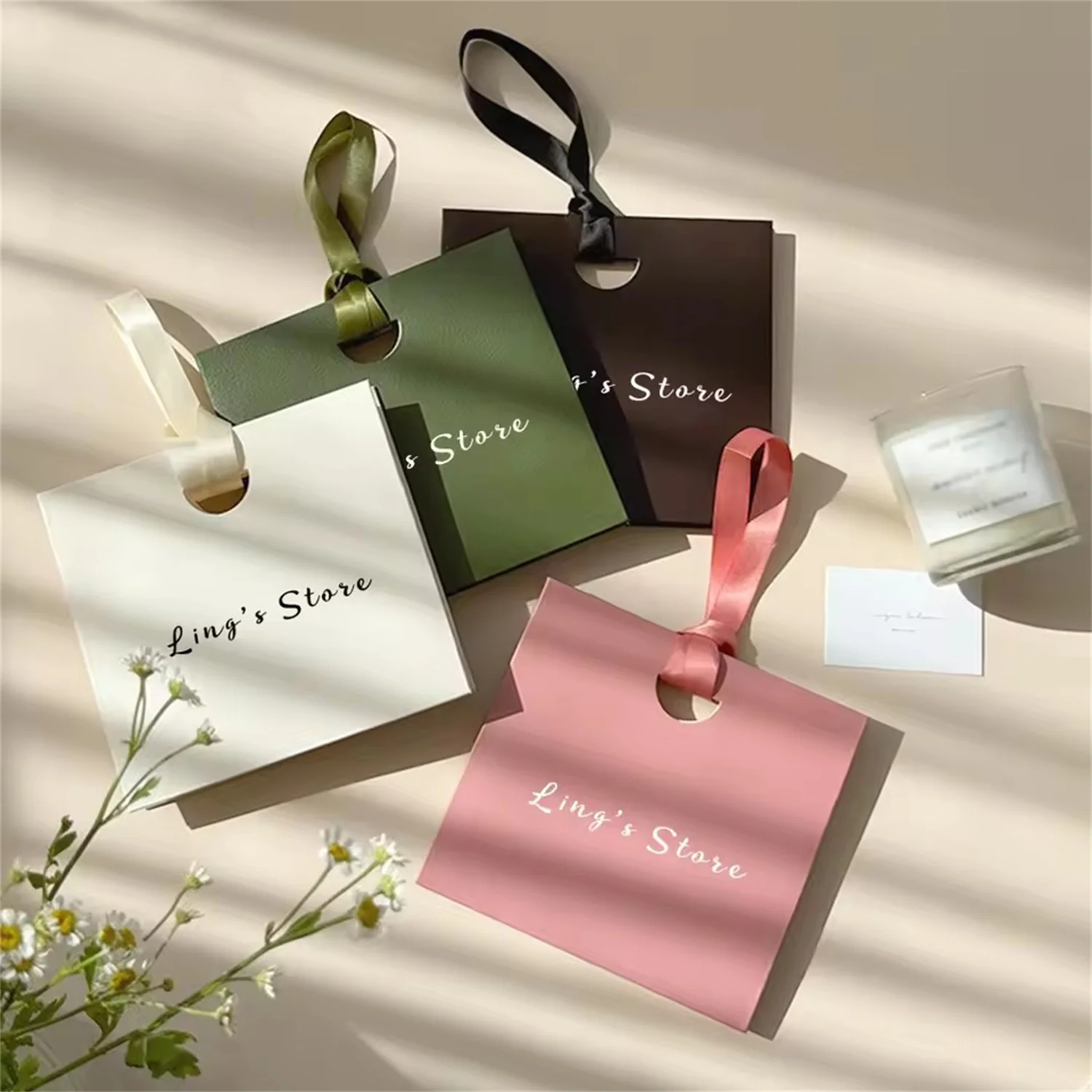 

50Pcs Custom Logo 15.5x14.5x7.5cm Paper Handbag Exquisite Jewelry Gift Pouch Birthday Wedding Present Party Favor Ring Packaging
