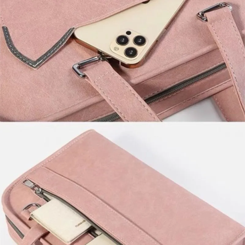 Ins الوردي حقيبة كتف للكمبيوتر المحمول حقيبة يد مقاوم للماء ماك بوك اير برو 13.3 14 15.6 16 بوصة حافظة كمبيوتر السفر للصدمات حقيبة النساء