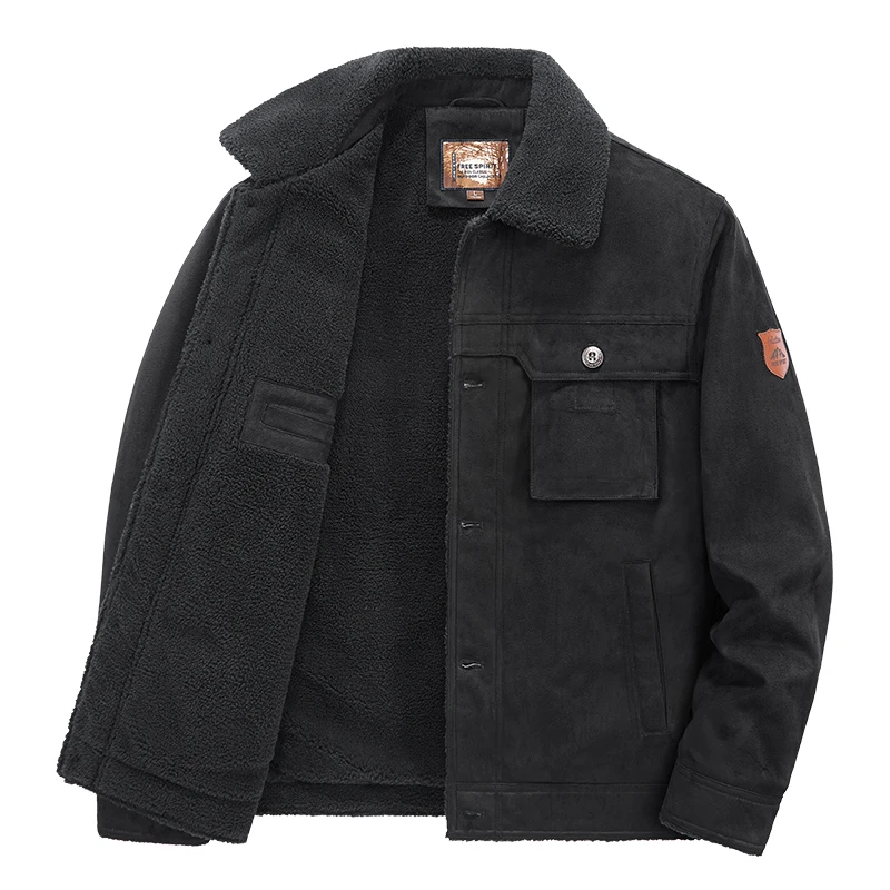 

SUPUSCREAT Autumn Winter Warm Men's suede Jacket Windbreaker Parkas Thick Fleece Jacket Men Windproof Outwear Male Winter Coat