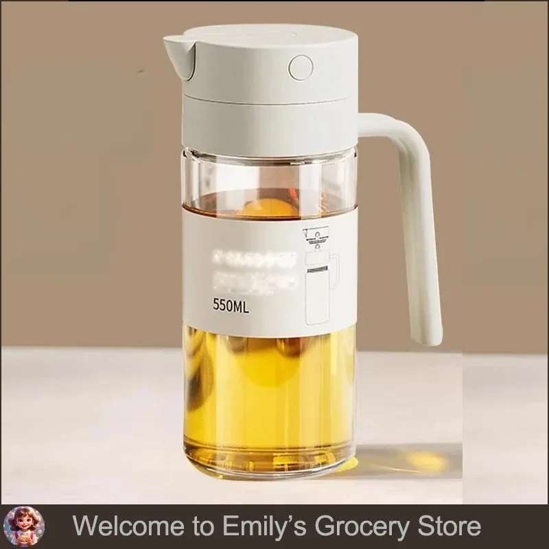 

Automatic Opening Leak-proof Glass Oil Pot Home Cooking Olive Oil Kitchen Soy Sauce Condiment Dispenser Camping Glass Bottle