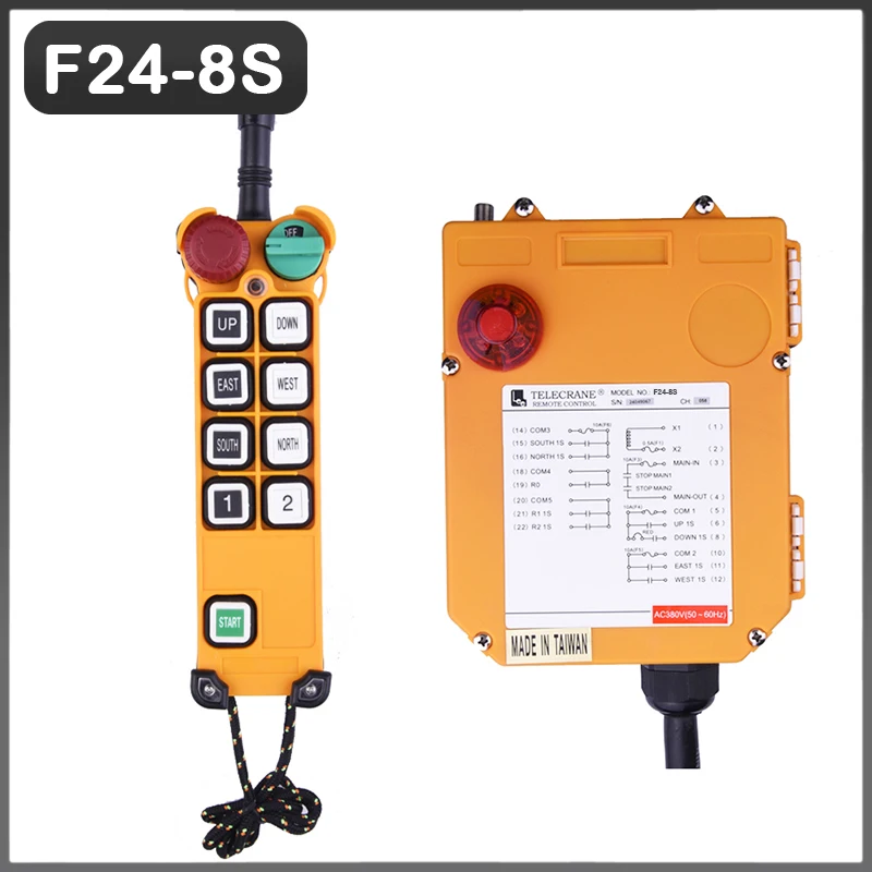 TELECRANE Single Speed Wireless Industrial Remote Controller Electric Hoist Remote Control 1 Transmitter + 1 Receiver F24-8S