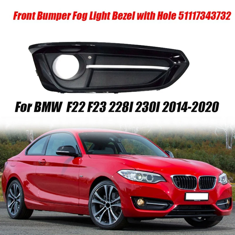 

Bumper Fog Light Cover For BMW F22 F23 228I 230I 2014-2020 Car Fog Lamp Grille Bezel With Hole