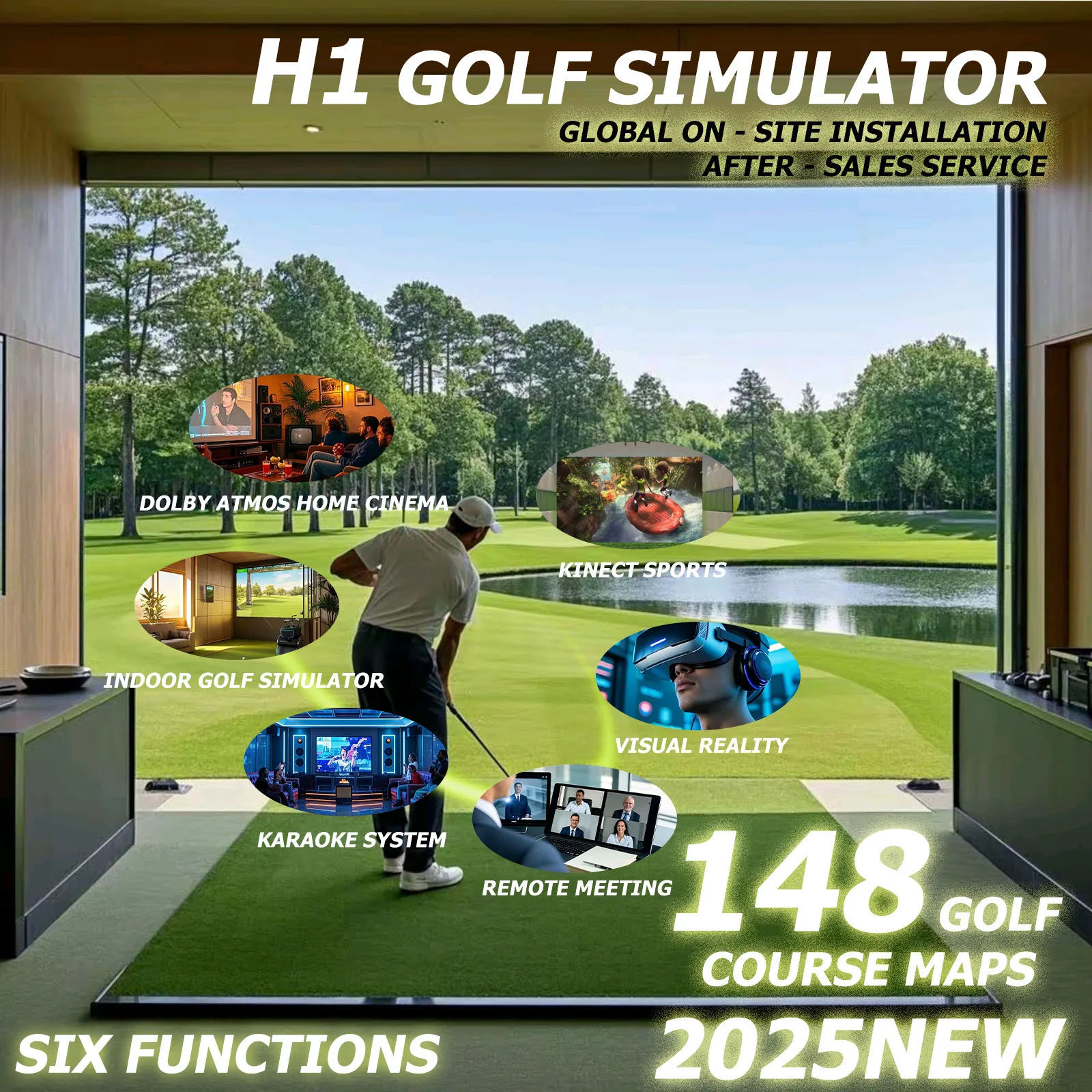 

Multifunctional golf emulator 4K high definition Dolby ring sound OB space KTV six functions