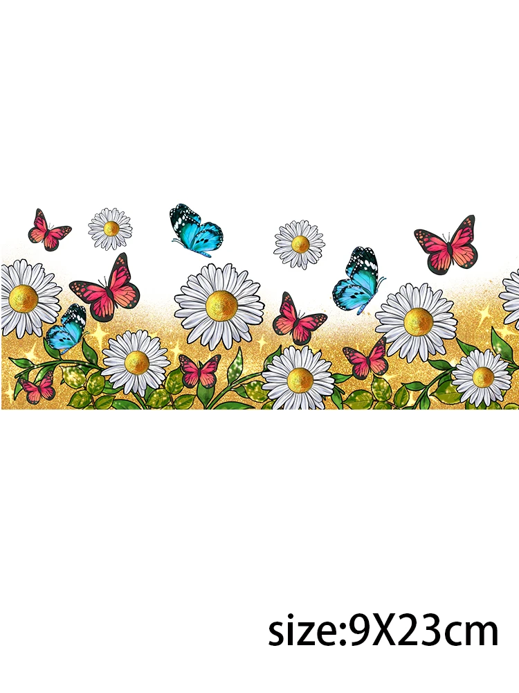 LETOP 1PCS Puzzles Sunflower Flowers Black Glass Wrap Dtf Stickers Cup Butterflies Sunflower Uvdtf Cup Wraps 16oz