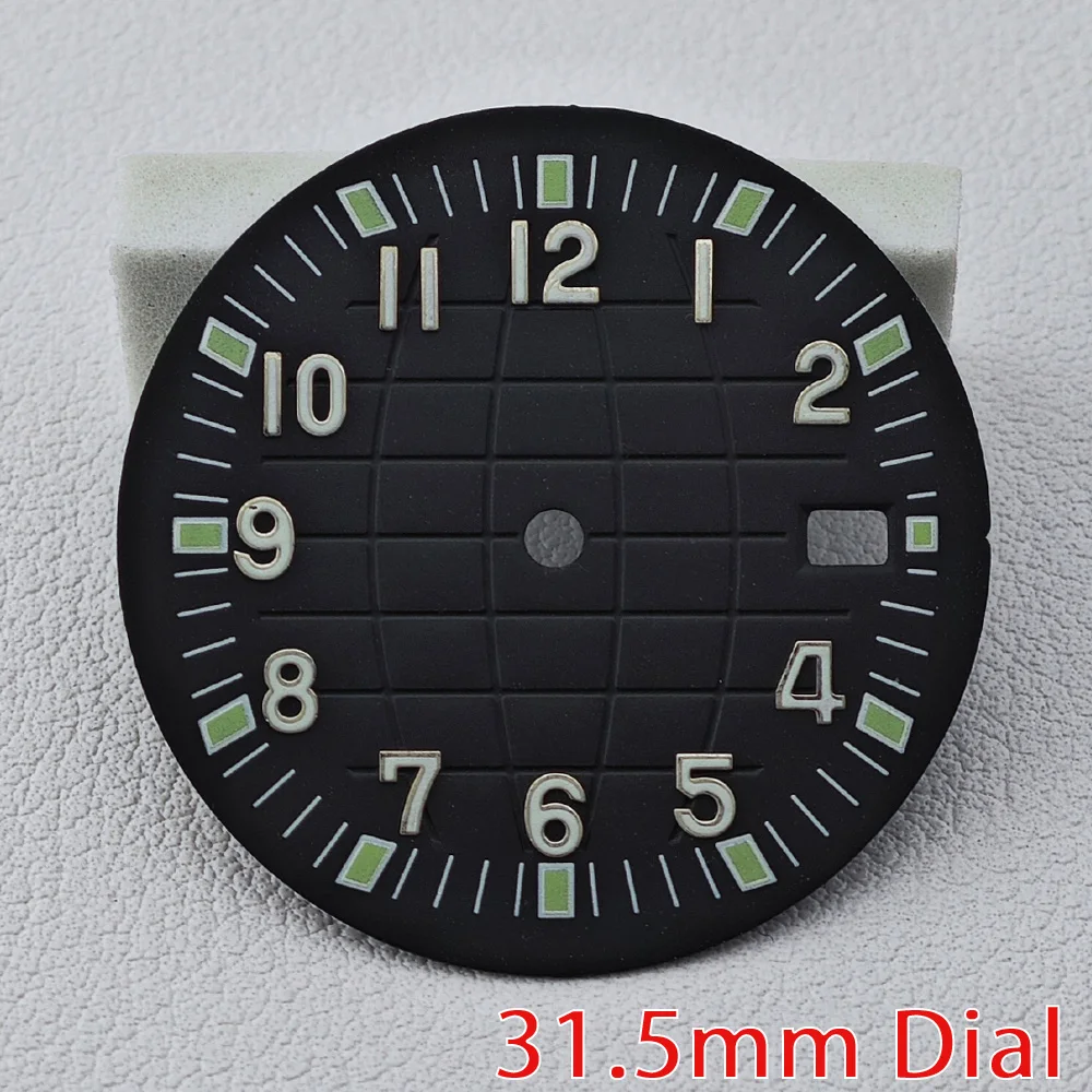 シングル発光カレンダー時計ダイヤル、ムーブメント変更アクセサリー、交換用フェイス、nh35,31.5mm