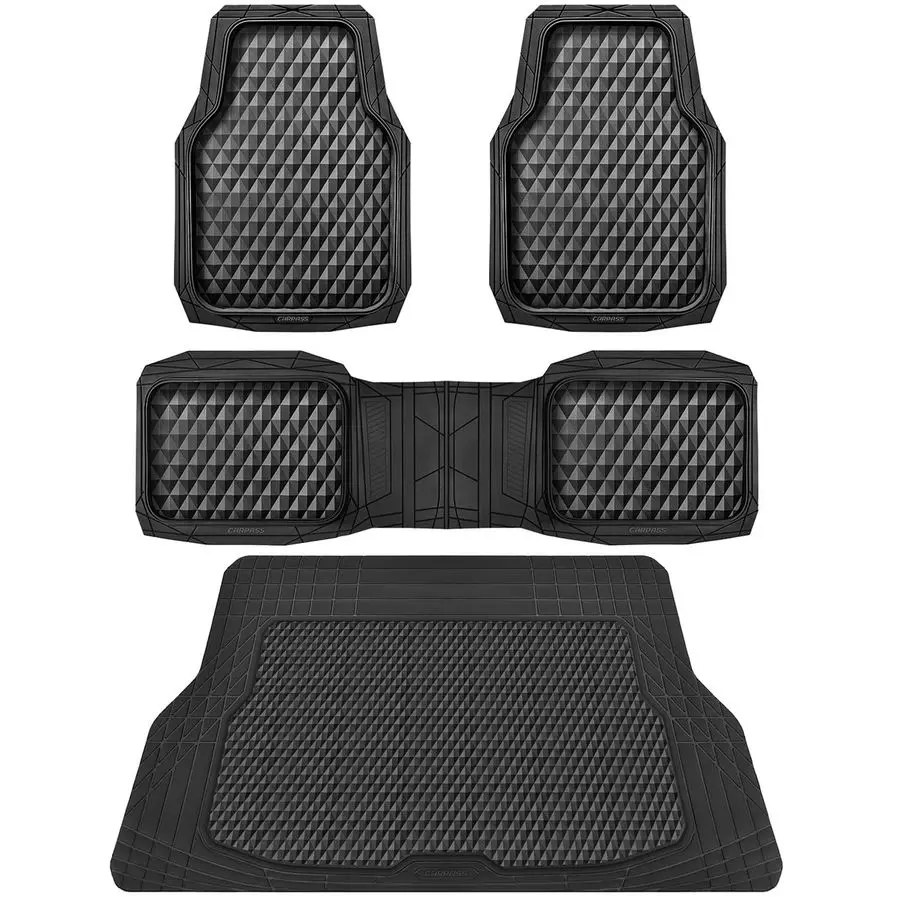 

Heavy Duty Rubber Black Car Floor Mats amp Cargo Liners, Deep Dish AllWeather Trunk Mats Durable AntiSlip 3D Rhombus Waterproof
