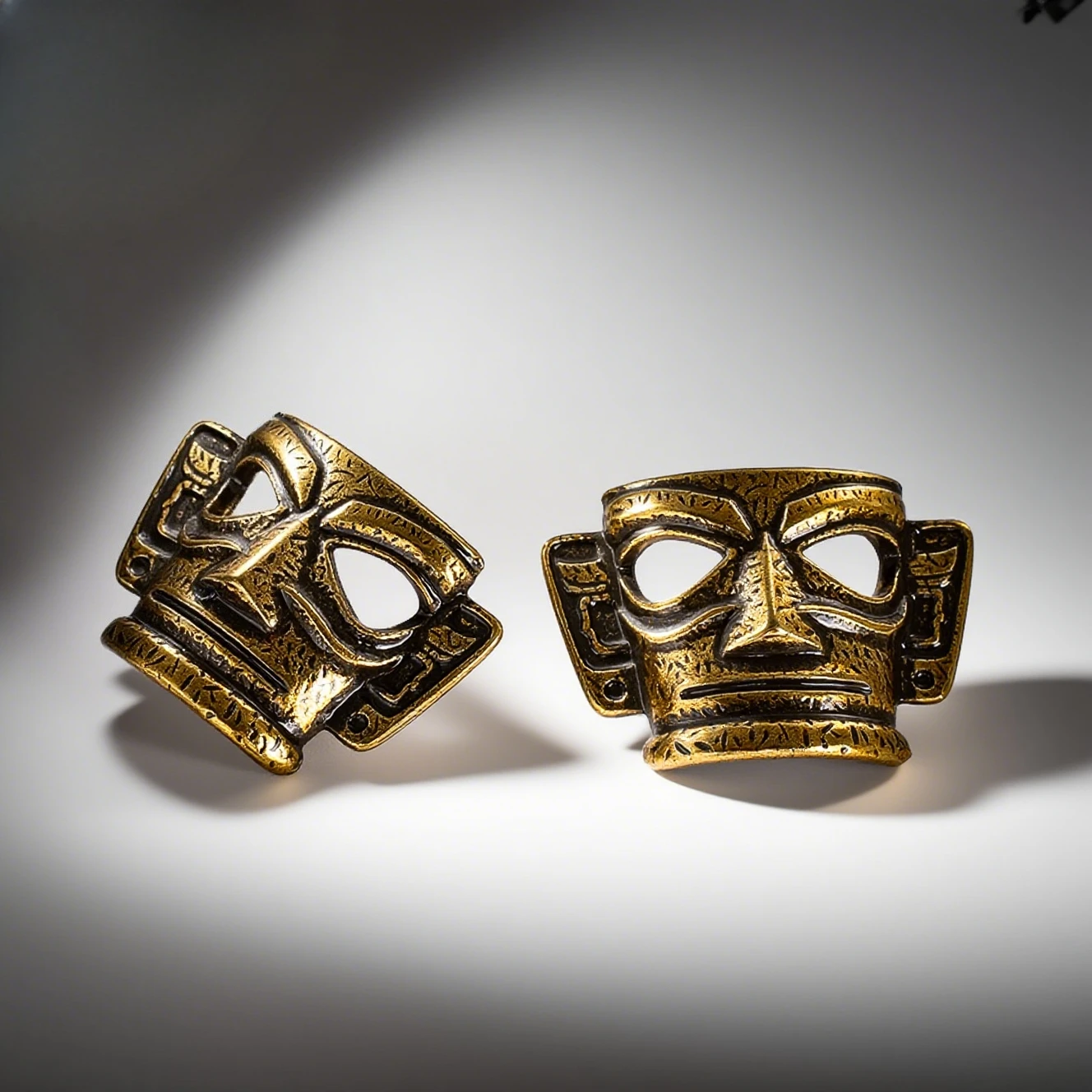 3pcs Sanxingdui Culture Mask Decorative Button Creative Ancient Chinese Bronze Mask Design Sewing Button Clothing DIY Collection