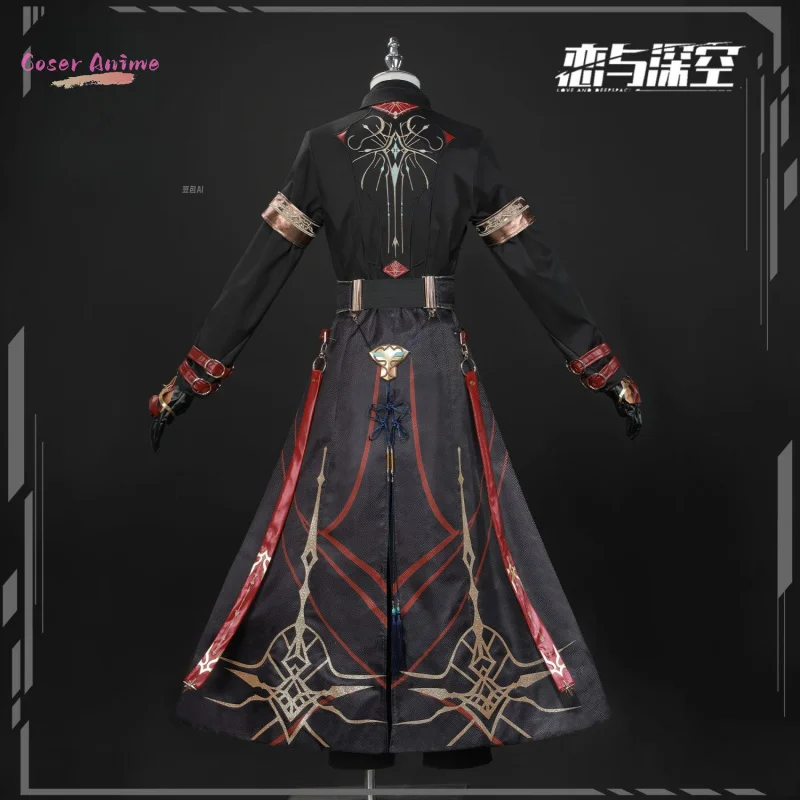 أزياء الحب والعميق Xavier التأثيرية زي هنتر الأسود اللامع لحفلة الهالوين وحفلات النساء والرجال كرنفال