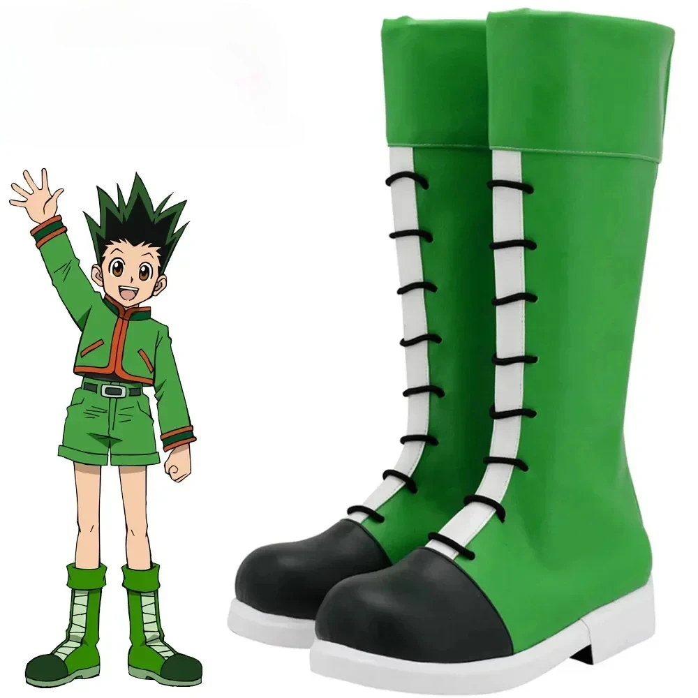 Anime Hunter x Hunter Cosplay Shoes Gon Freecss Adult Unisex High Green Boots Party Halloween Costume Props