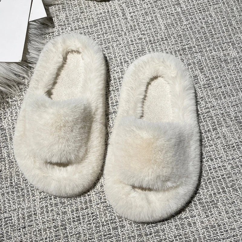 Girls Slippers Open Toe Children Furry Floor Shoes Solid Color Warm Indoor Home Cotton Slippers Soft Sole Anti Slip Kids Shoes