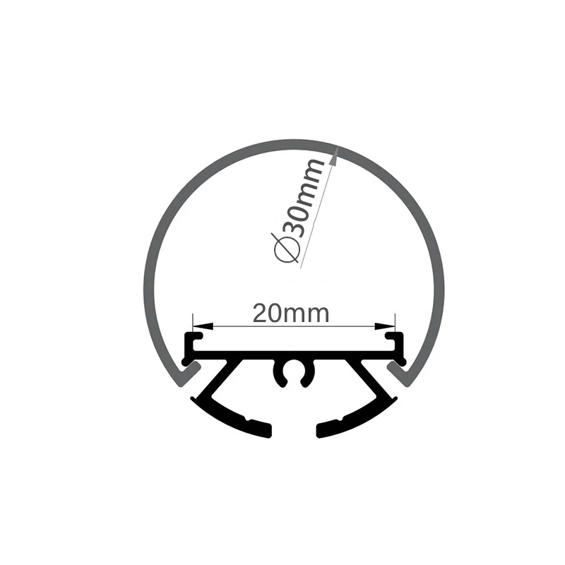 Lampade a sospensione a soffitto con profilo in alluminio a sospensione di forma rotonda da 30 mm Lampada a tre canali a emissione di luce