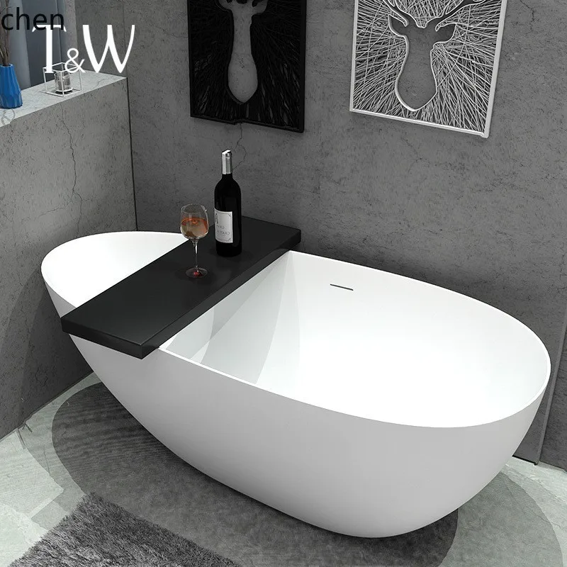 HXL artificial stone bathtub, freestanding oval-shaped bathtub for home use
