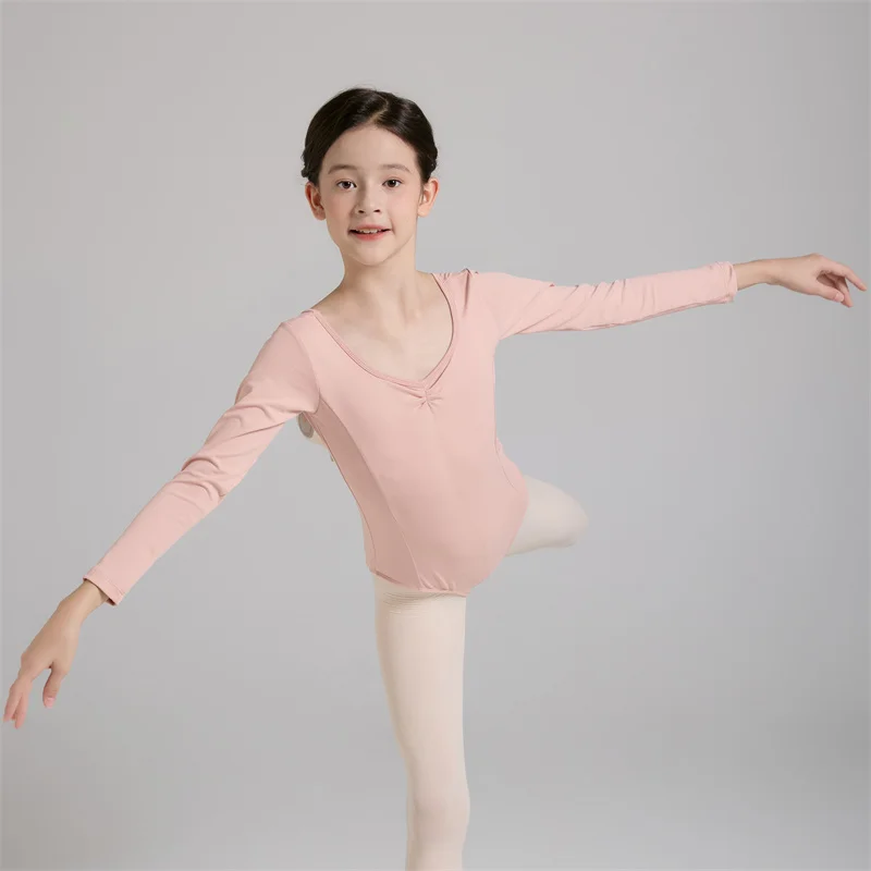 Cheap High Quality Openable Crotch Long Sleeve Spandex Yellow Purple Green Blue Kids Girls Children Ballet Dance Leotards