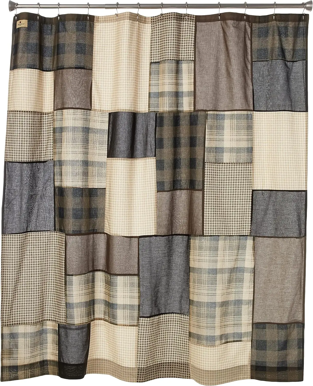 

Winter Hills Cotton Shower Curtain, Plaid Lodge/Cabin Shower Curtains for Bathroom, 72 X 72, Tan