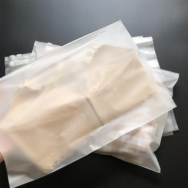 TETP 50Pcs Frosted & Clear Horizontal Zipper Bags Home Travel Underwear Underpants Socks Handkerchief Swimsuit Storage Packaging