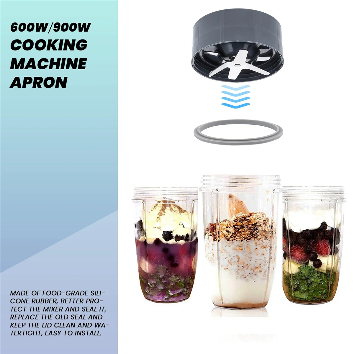 A02V-Junta de repuesto con labio para pieza de licuadora Nutribullet, paquete de 2 piezas compatibles con licuadora de velocidad