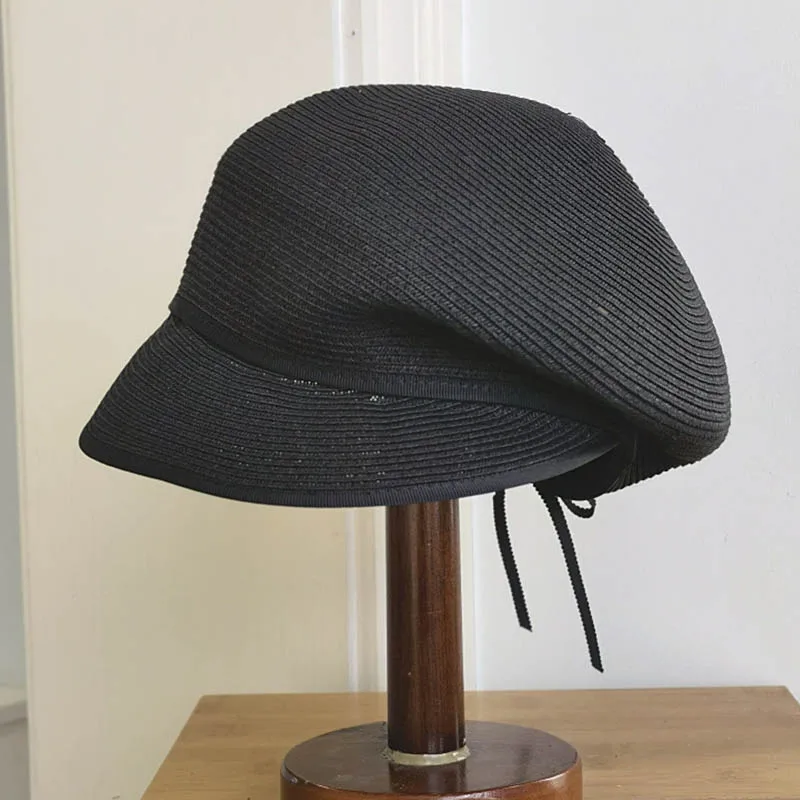 Women Sloping Brim Summer Cap Straw Cap UltrabraiVisor Hats UV Protection Sun Hats Girl Beach hat Ajustable Big Size Newsboy Cap