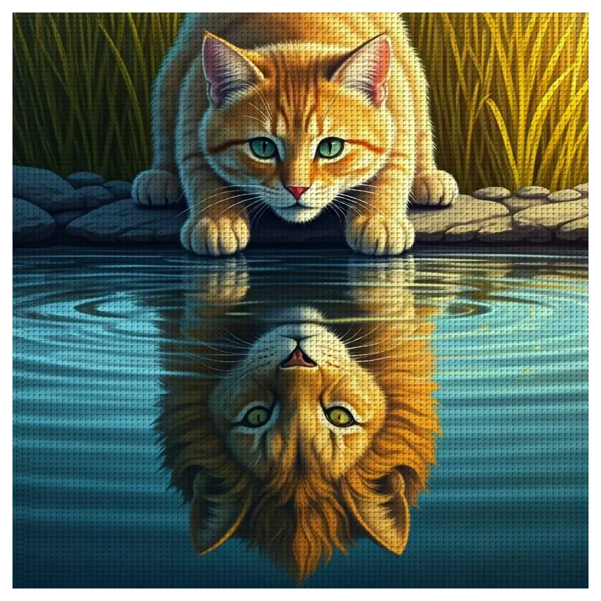 

1pc 40X40CM/15.74inch cat stamped cross stitch kit DIY kit 11CT/14CT DIY Embroidered set DIY Cross-Stitch Set Wall decoration