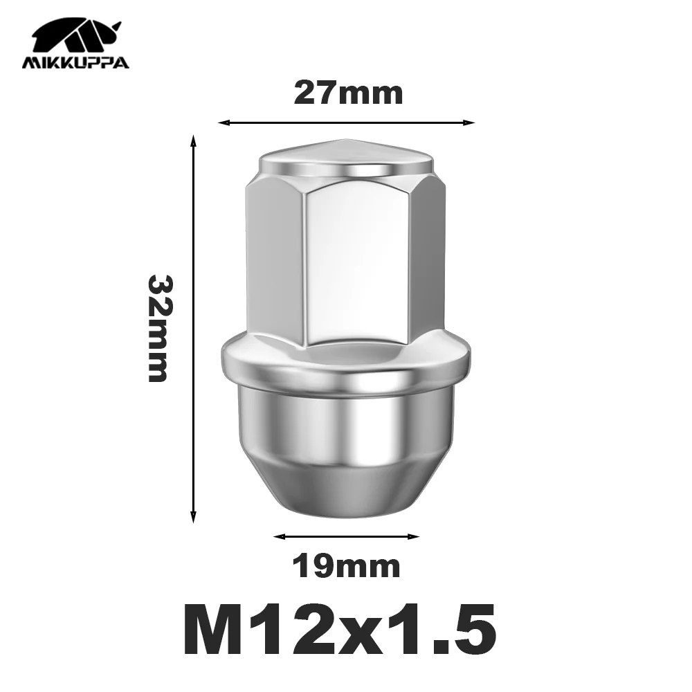 MIKKUPPA 1Pc 4Pcs M12x1.5 Black Solid One-Piece Wheel Lug Nuts M14x1.5 OEM Factory Style Acorn Seat Anti-Rust Nuts Fits Ford