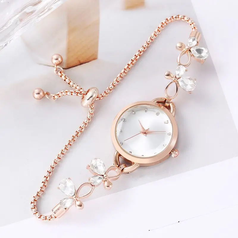 Reloj de pulsera con diseño de cuerda de tracción de temperamento de estilo coreano para mujer, flores pequeñas, Simple, a la moda, nuevo