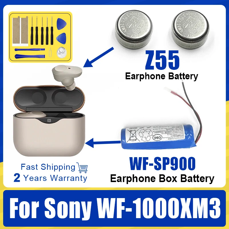 New Z55 Battery For Sony WF-1000XM3 WF-1000X WF-SP900 WF-SP700N TWS Earbuds Earphone CP1254 Battery Send dismantling tools
