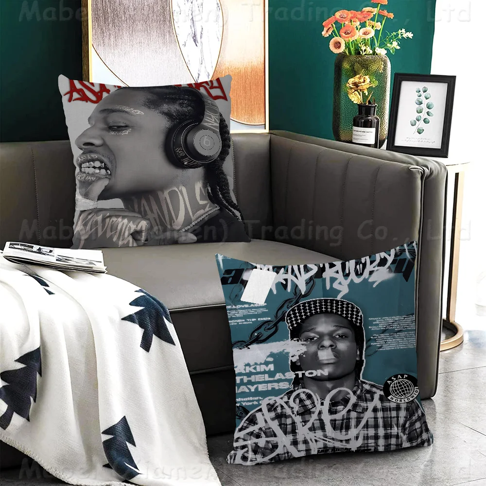 Music Album Star Asap Rocky Hip Hop Pillow Covers Cartoon Sofa Decorative Home Double-sided Printing Short Plush Cute Cushion