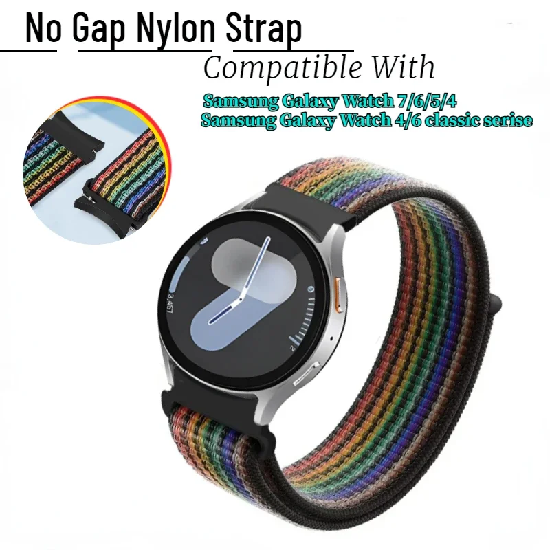 No Gaps Nylon Loop Strap For Samsung Galaxy Watch 7/FE/6/5/4 40mm 44mm Comfortable Correa Band Galaxy Watch 6 Classic 47mm 43mm