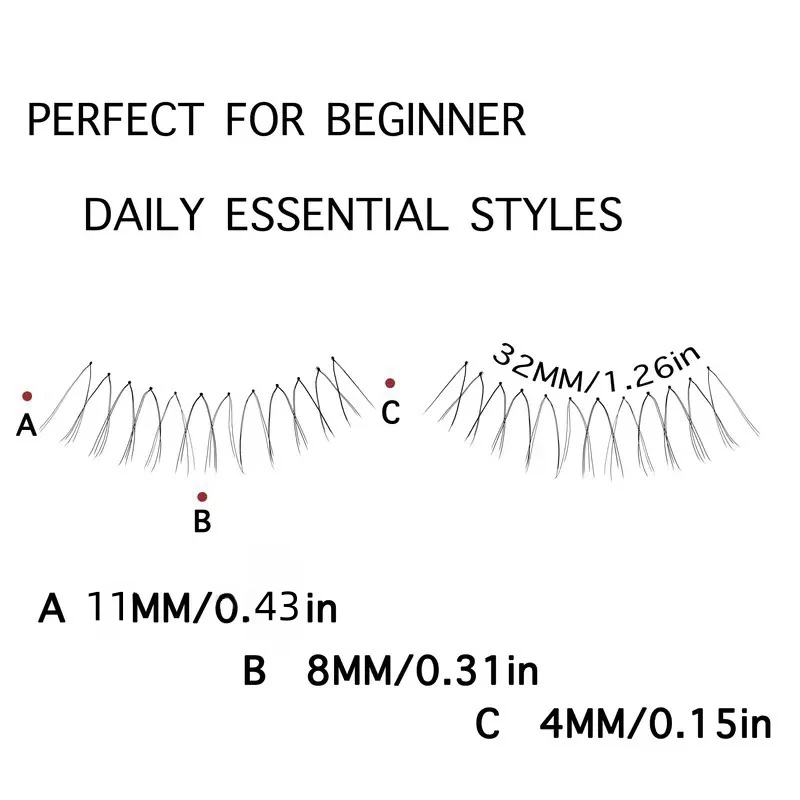10 Paar falsche Wimpern im Anime-Stil, 11 mm, gekräuselt, C-förmig, Dicke 0,07, keine Verformung – Detail 9