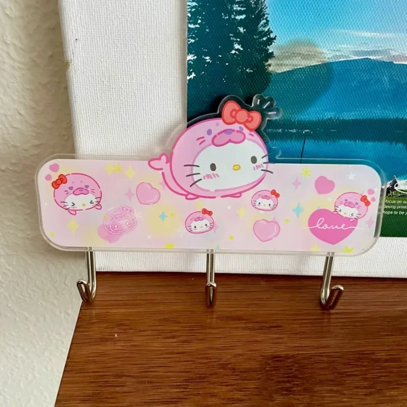 Sanrio Hello Kitty Cinnamoroll Sticking Hook Cartoon Anime Cute My Melody Kuromi Non-marking Hook Home Goods Holiday Gifts