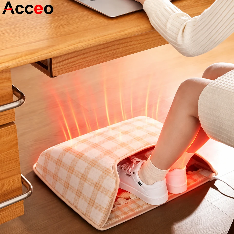 Electric Heated Foot Warmer with 3 Temperature Settings, Overheat Protection, Comfort Temp, Timer & Quiet for Office Home Winter