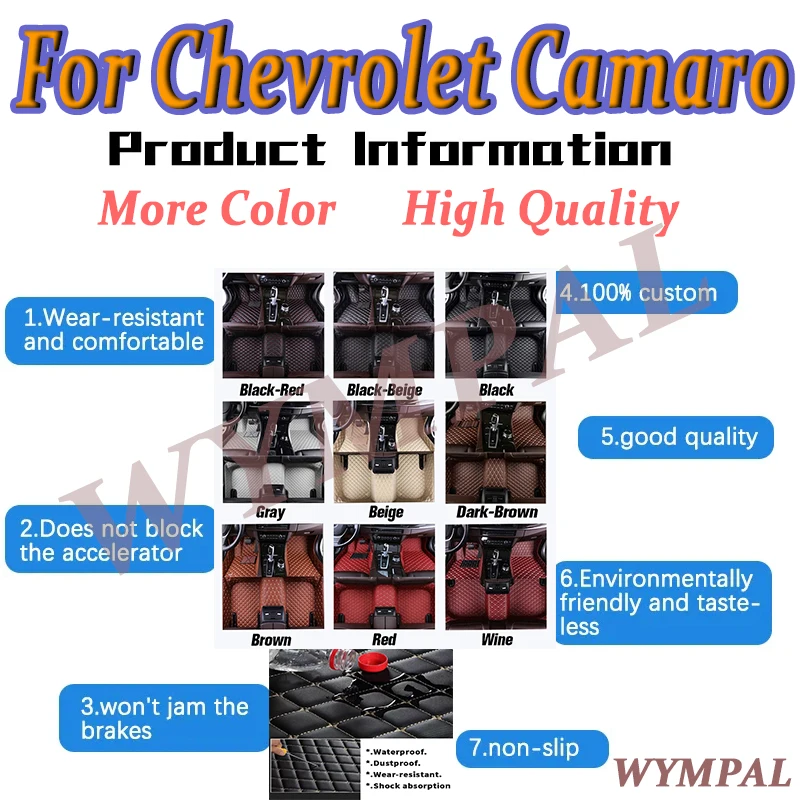 

Luxury Custom Car Floor Mats For Chevrolet Camaro 2010 2011 2012 2013 Auto Automotive Leather Men Women Full Coverage Car Mats
