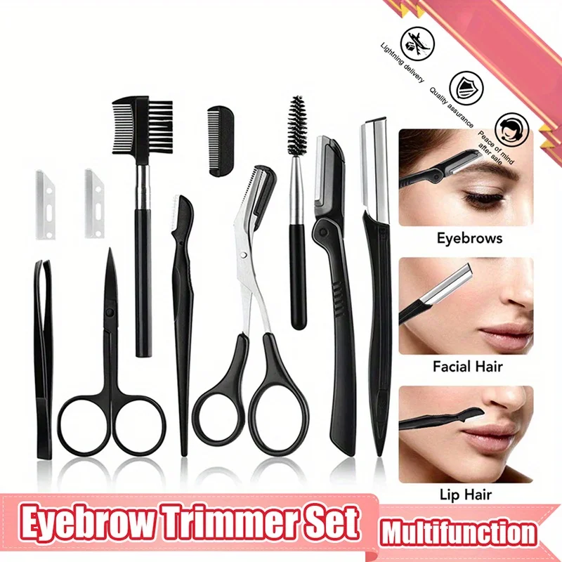 3/4/5/11/12-teiliges Augenbrauen-Trimmer-Set Schere Pinzette Augenbrauenrasierer Augenbrauenkamm Augenbrauen-Clip Make-up-Werkzeuge – Detail 1