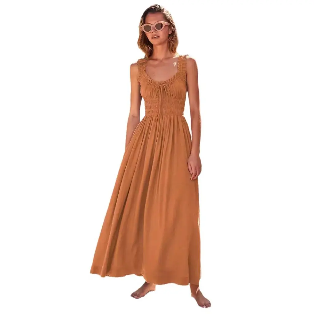 فستان نسائي كاجوال على شاطئ البحر، فستان عطلة فرنسي عالي الجودة للسيدات