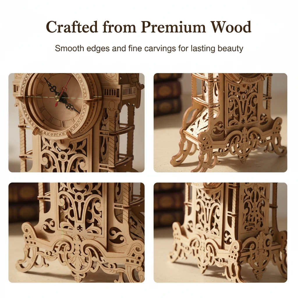 لعبة أحجية الصور المقطوعة ثلاثية الأبعاد لبرج الساعة الخشبية المصنوعة يدويًا، قطعة عرض إبداعية هدية يمكنك صنعها بنفسك، هدية عيد ميلاد #6