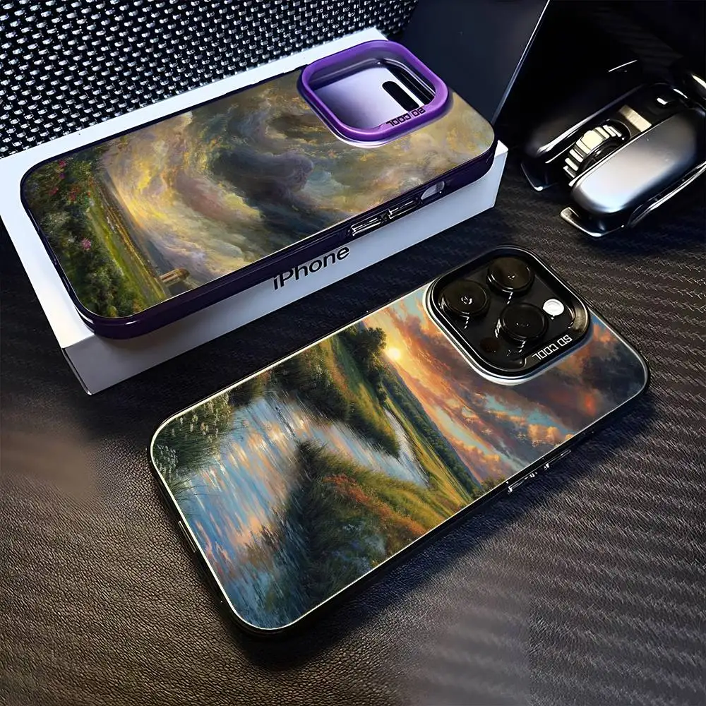 

Cover Art Oil Painting Phone Case For iPhone 16,15,14,13,12,11,Mini,Pro,MAX Purple Matte Shockproof Cover