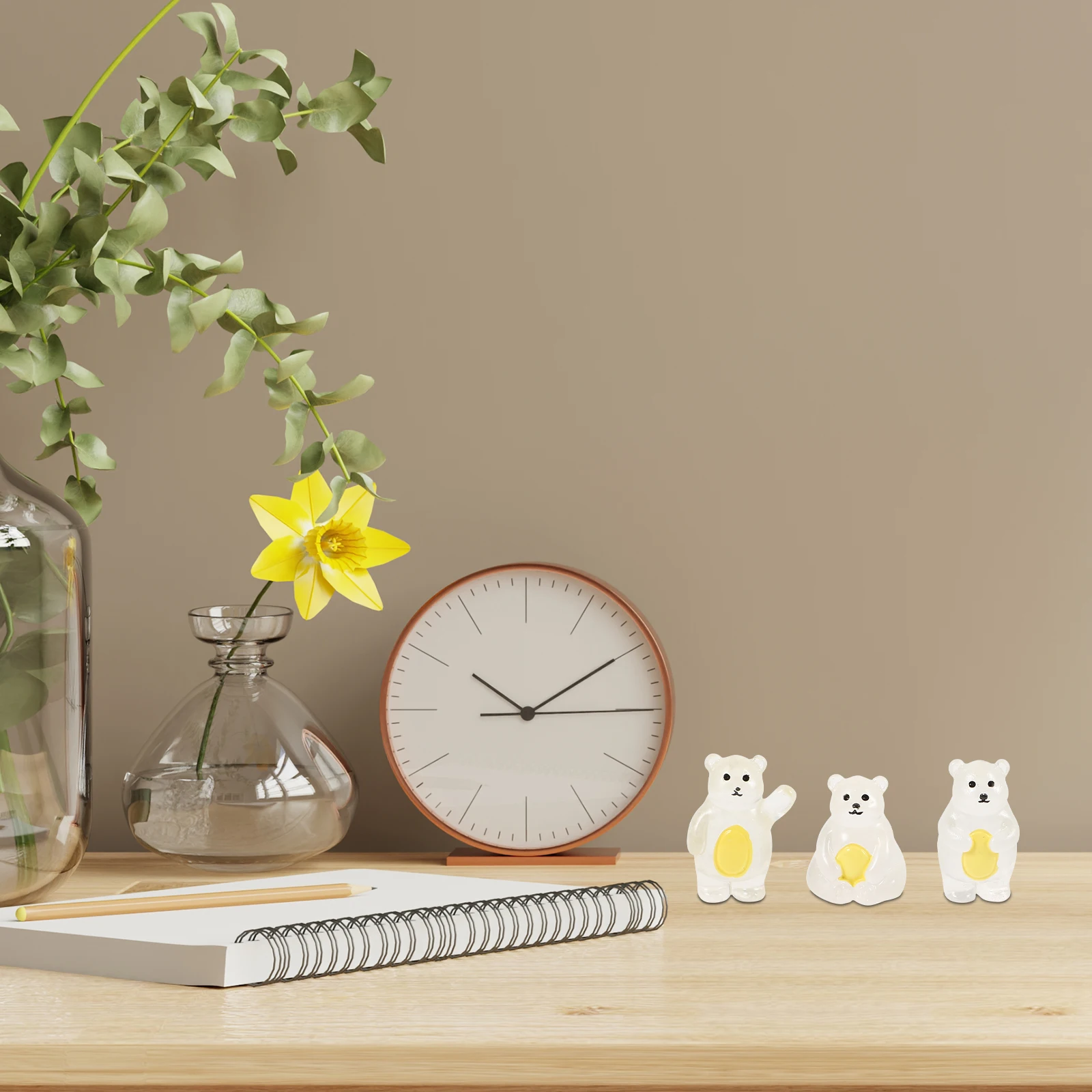 

20 Pcs Luminous Bear Ornaments Adorable Statue Decorations Desktop Resin Figurine