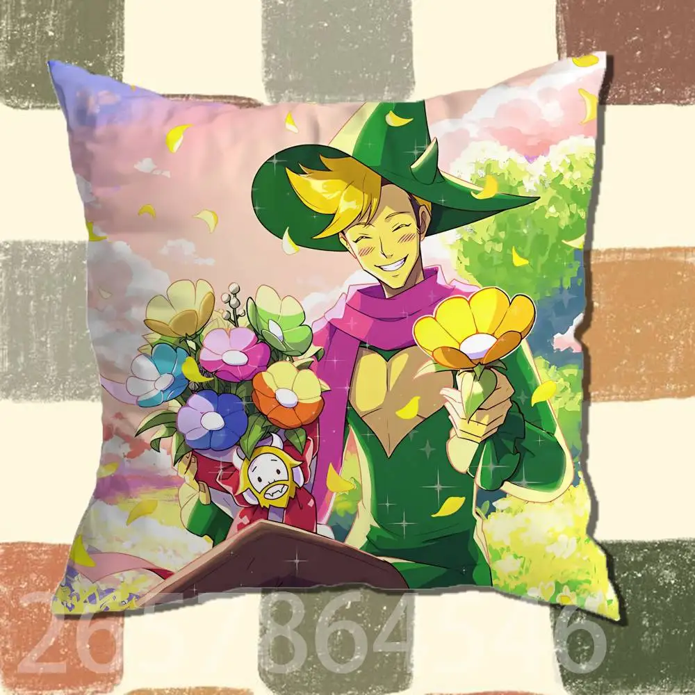 D-Deltarune Flowery Printed Pillow Cover Cushion Case Simple Sofa Pillow Case No Pillow Core