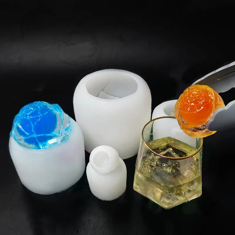 1/2,5 cala 3D Rose Ball Silikonowa forma do świec Diy Flower Chocolate Cake Ice Cube Narzędzie do robienia mydła Ręcznie robiona forma z żywicy