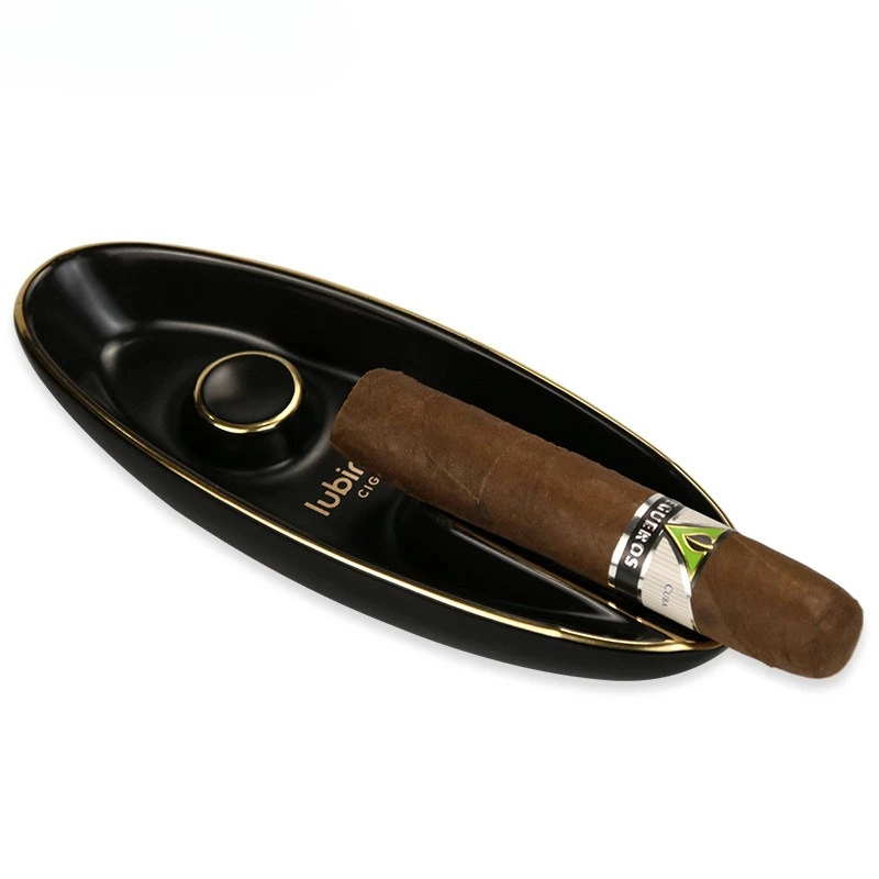 

Керамическая пепельница Elite в кубинском стиле: дизайн с одной канавкой, роскошная форма для сигар, бестселлер в подарок для табачных конноссеров.